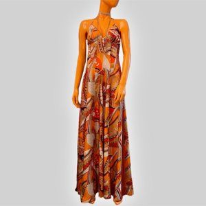WALTER by WALTER BAKER 100% silk halter fit and flare maxi dress Size 4